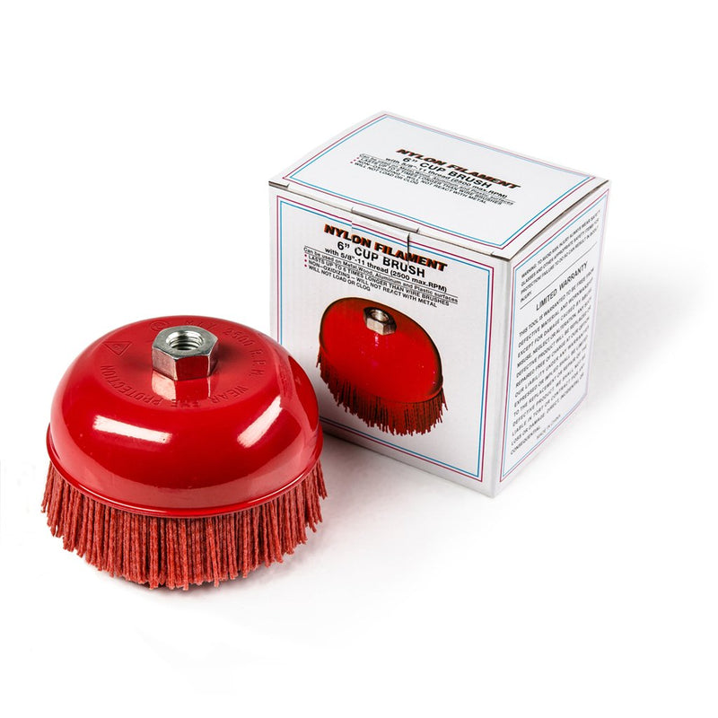  [AUSTRALIA] - 6" Cup Brush, Nylon Filament, 5/8"-11 Thread, 2500 max.RPM