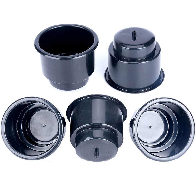  [AUSTRALIA] - Amarine Made (Set of 5) Black Recessed Drop in Plastic Cup Drink Can Holder with Drain for Boat Car Marine Rv - Black