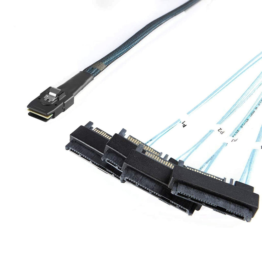 Mini SAS Cable with SATA Power, CableCreation Internal Mini SAS 36 Pin to 4 x 29 Pin Cord with SATA Power, SFF-8087 to SFF-8482 Cable, 3.3 FT - LeoForward Australia