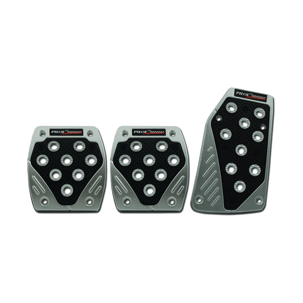  [AUSTRALIA] - Pilot Automotive PM-211SZ Silver with Black Insert Pedal Set (3 Pieces)