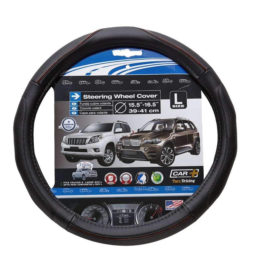  [AUSTRALIA] - Super Fiber L steering wheel cover, black with Wood grain accent, fits all 15.35" to 16.5" steering wheels. Very easy installation,Bring luxury and comfort to your car's interior.