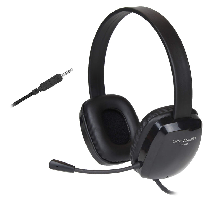  [AUSTRALIA] - Cyber Acoustics Stereo PC Headset; 3.5mm Connection, Noise Cancelling Microphone with Flexible Boom for PC & Mac; Classroom, Home or Office (AC-6008)