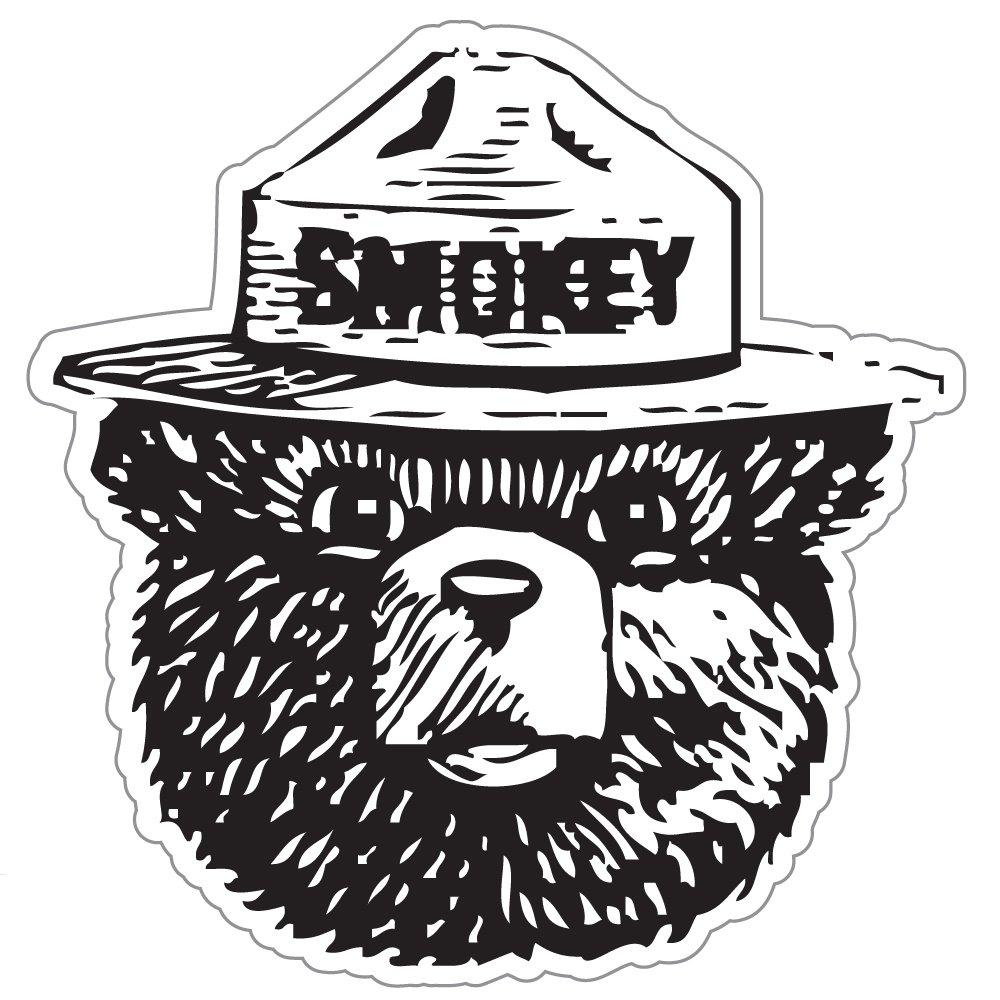  [AUSTRALIA] - StickyChimp Smokey the Bear Firefighting WILDFIRE sticker 4" x 4",Black 4"