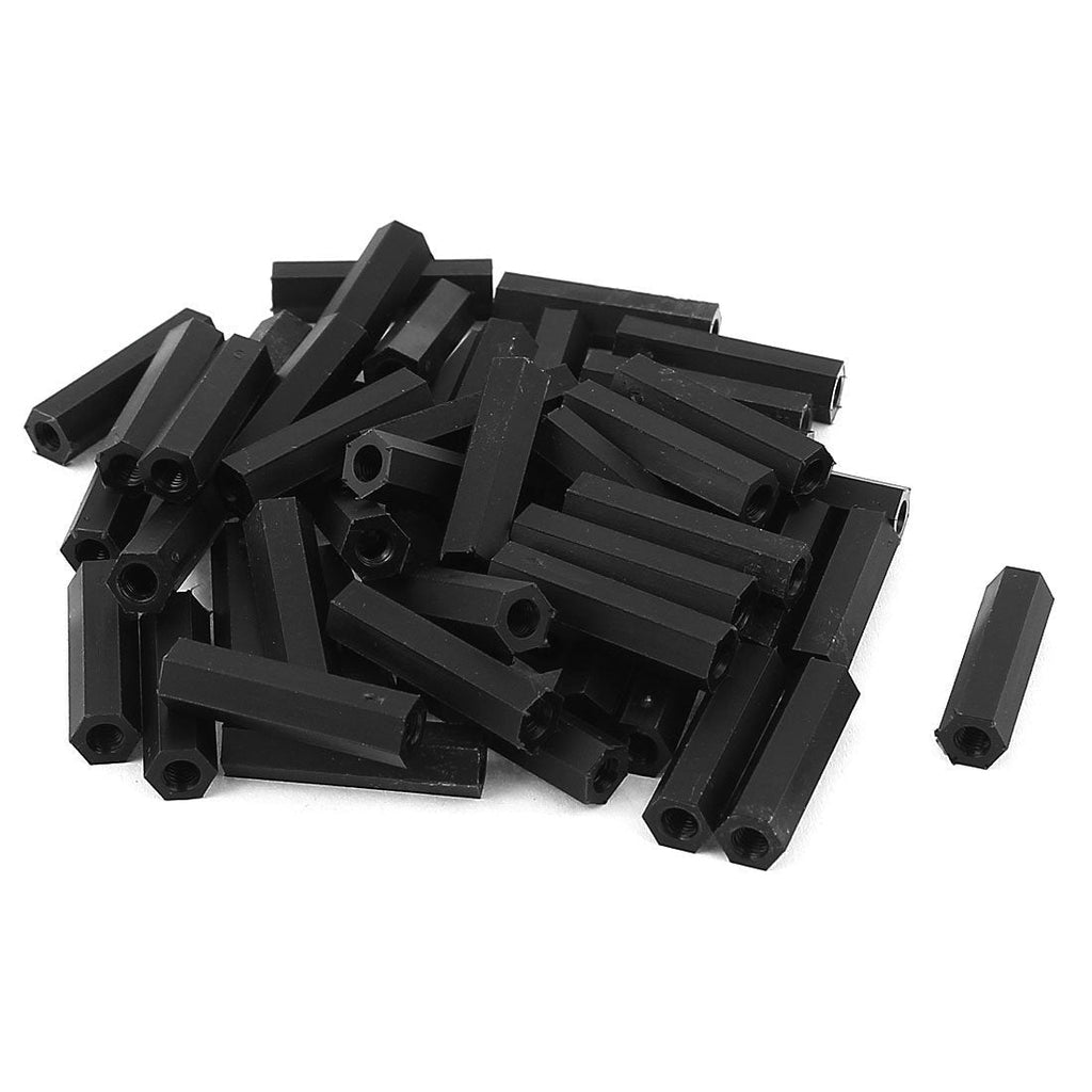 uxcell M3x22mm Female Thread Nylon Hex Standoff Spacer Pillar Black 50pcs - LeoForward Australia