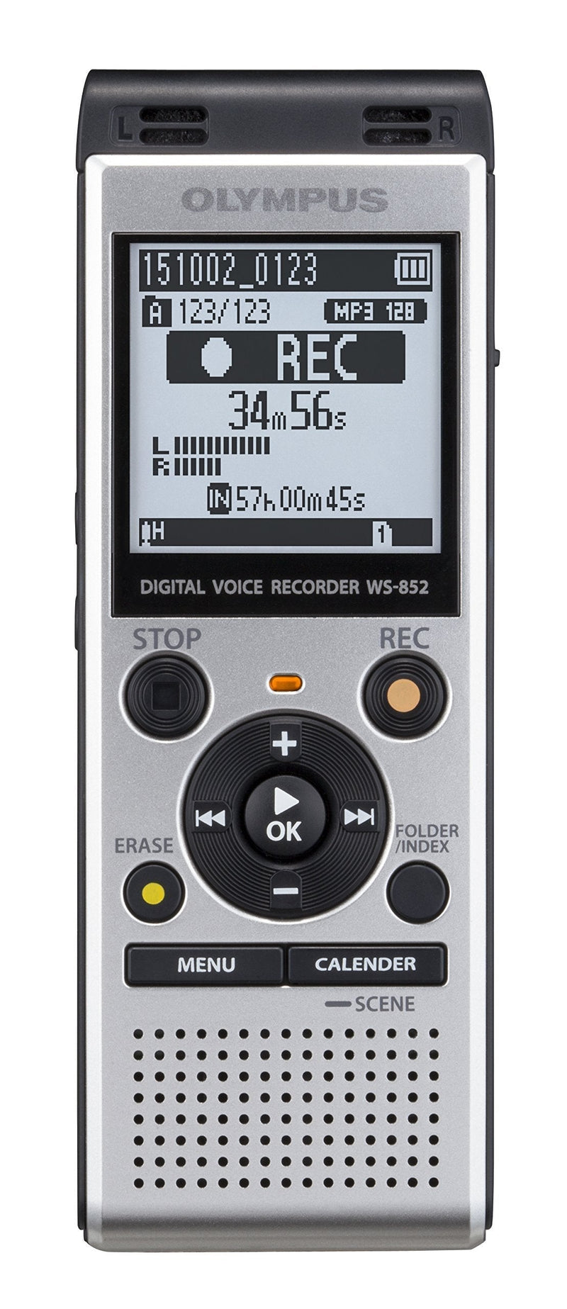  [AUSTRALIA] - OM Digital Solutions Voice Recorder WS-852 with 4GB, Automatic Mic Adjustment, Simple Mode, SILVER (V415121SU000)