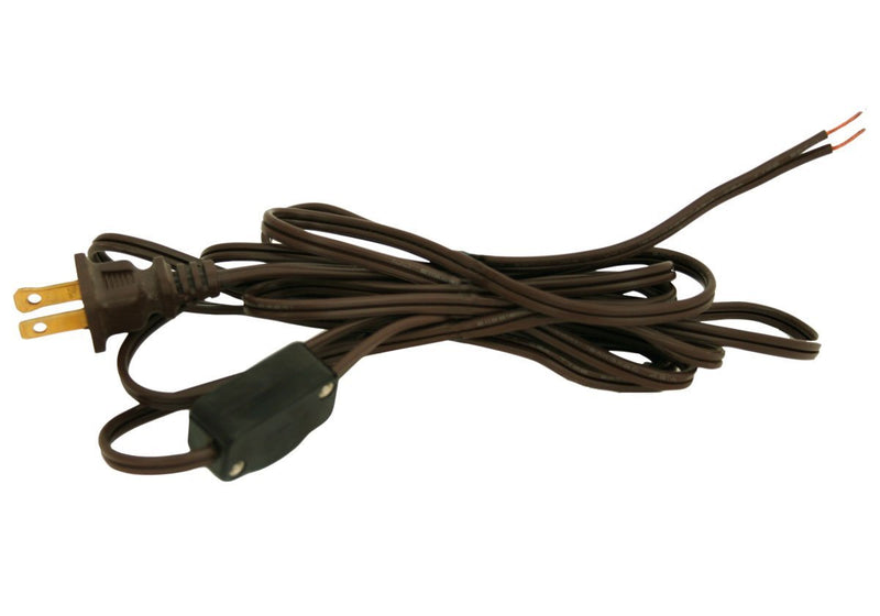 Royal Designs Lamp Cord Molded Plug with Rotary Hi-Low Switch, Stripped Ends Ready for Wiring, 9 ft long, Brown, SPT-1 UL Listed pack 1 - LeoForward Australia