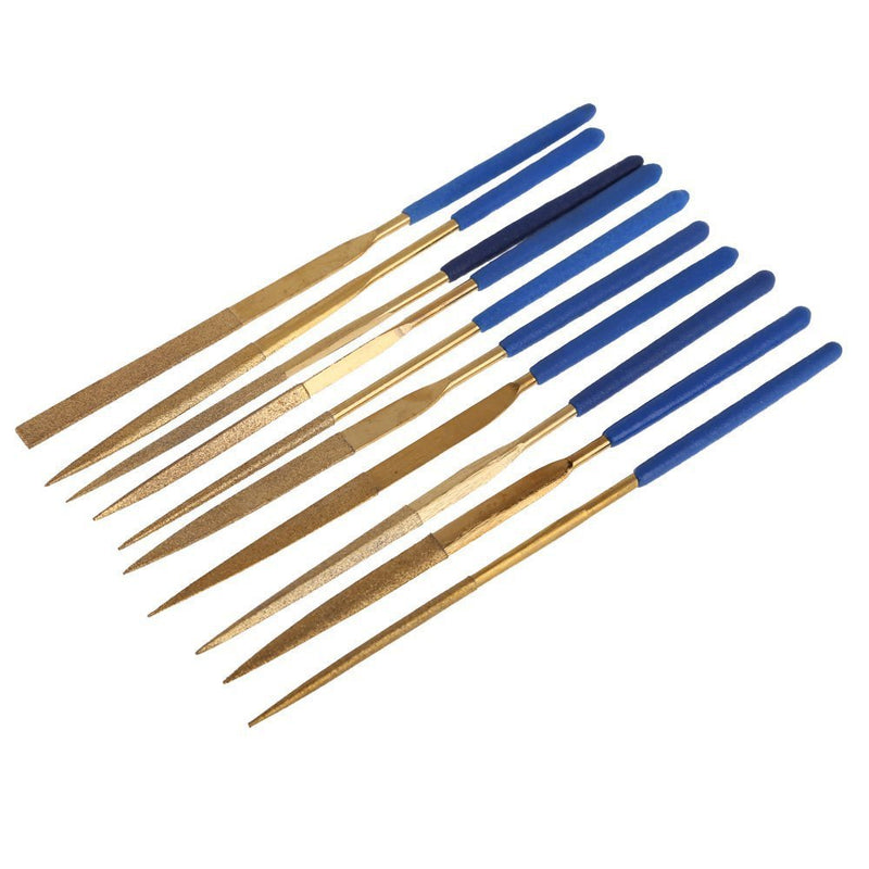  [AUSTRALIA] - 10pc Titanium Coated Mini Diamond Needle File Set for Metal Glass Stone Pet Dog Nail File Grinder