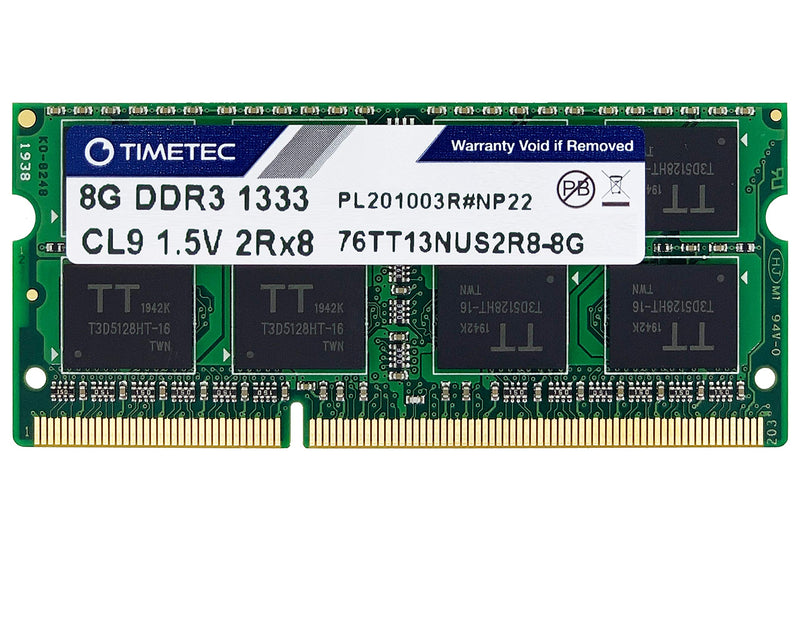  [AUSTRALIA] - Timetec 8GB DDR3 1333MHz PC3-10600 Non-ECC Unbuffered 1.5V CL9 2Rx8 Dual Rank 204 Pin SODIMM Laptop Notebook PC Computer Memory RAM Module Upgrade (8GB)