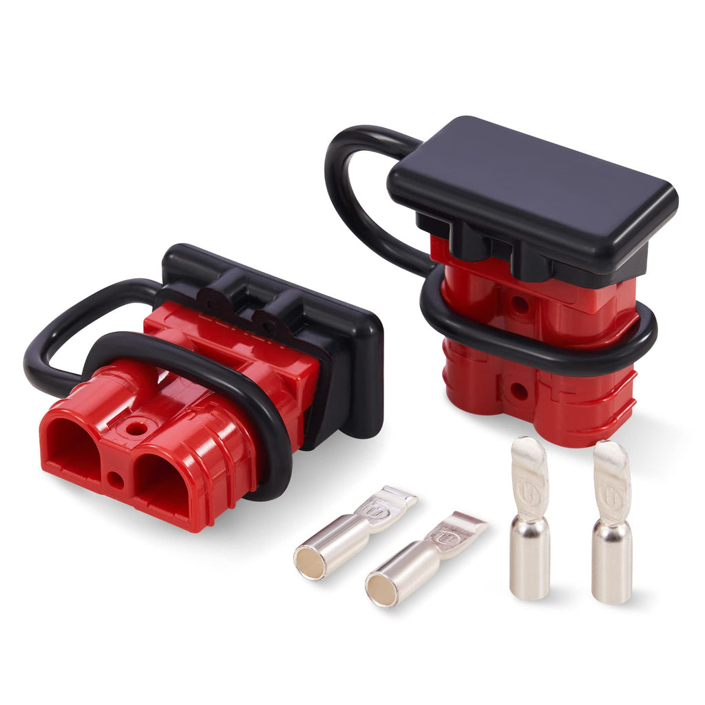  [AUSTRALIA] - Orion Motor Tech 2Pcs 6-12 Gauge Battery Quick Connect Disconnect Wire Harness Plug Kit for Recovery Winch or Trailer, 12-36V DC, 50A, 2 Pack red