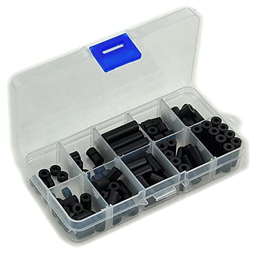  [AUSTRALIA] - Electronics-Salon Black Nylon Round Spacer Assortment Kit, for M3 Screws, Plastic.