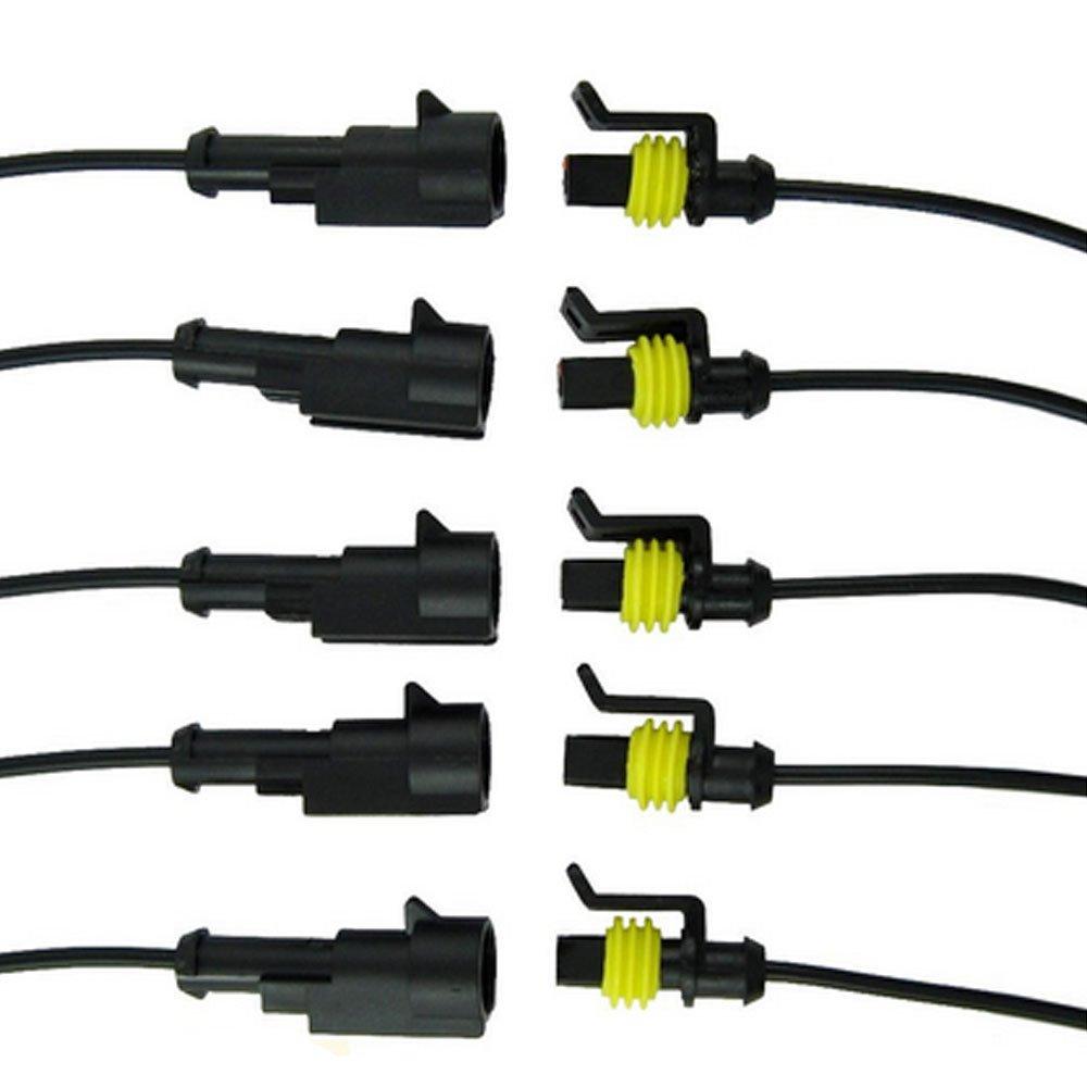  [AUSTRALIA] - ESUPPORT 1 Pin Way Car Auto Waterproof Electrical Connector Plug Socket Kit with Wire AWG Gauge Marine Pack of 5