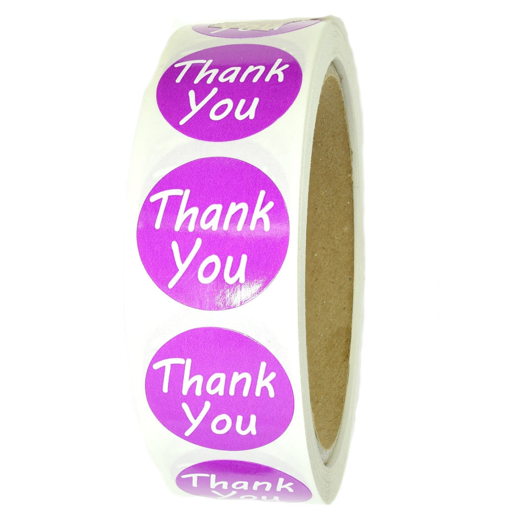 Purple"Thank You" Labels Stickers - 1" Diameter - 500 ct Roll - SL072F - LeoForward Australia