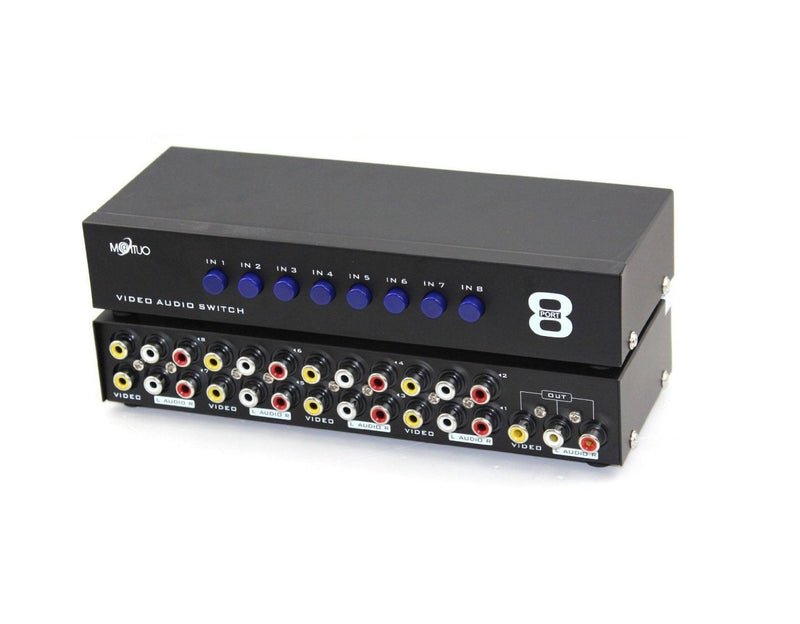  [AUSTRALIA] - E-SDS 8-Way AV Switch RCA Switcher 8 in 1 Out Composite Video L/R Audio Selector Box for DVD STB Game Consoles CV0235 8 PORT RCA SWITCH
