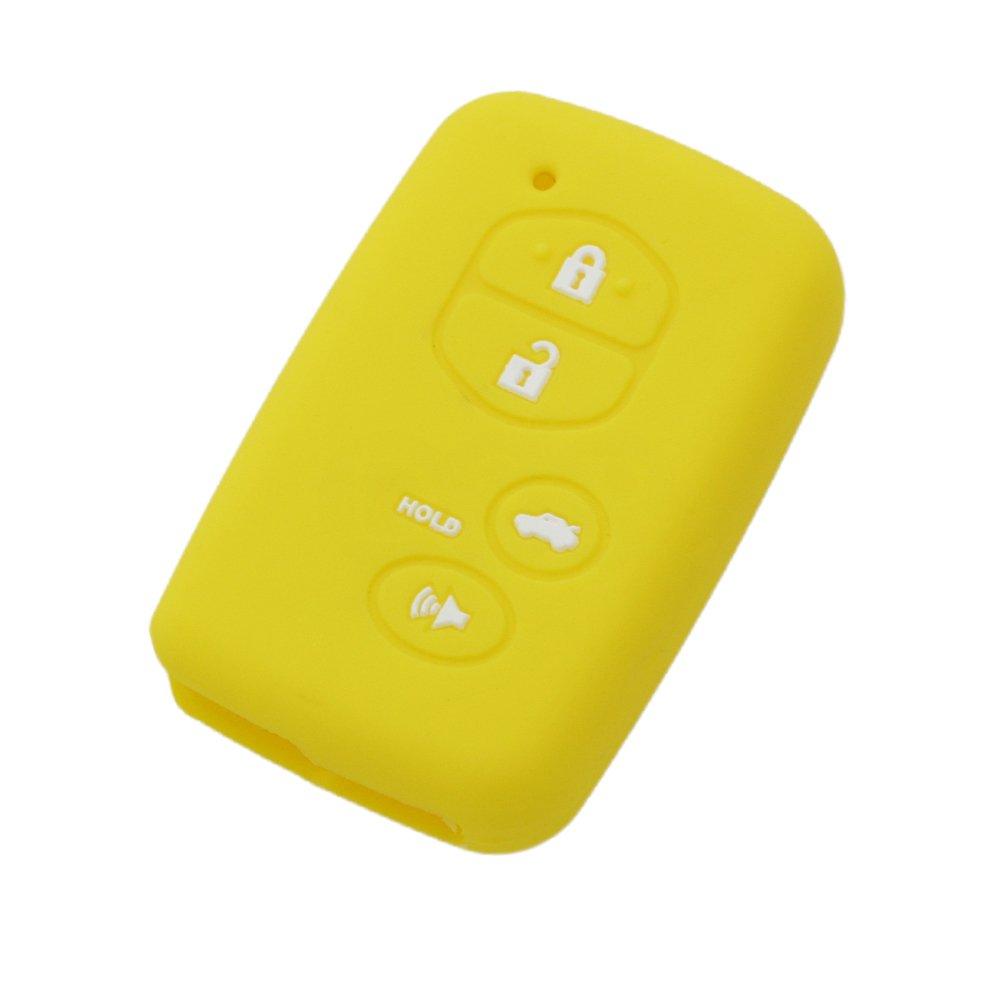  [AUSTRALIA] - SEGADEN Silicone Cover Protector Case Skin Jacket fit for TOYOTA 4 Button Smart Remote Key Fob CV2405 Yellow