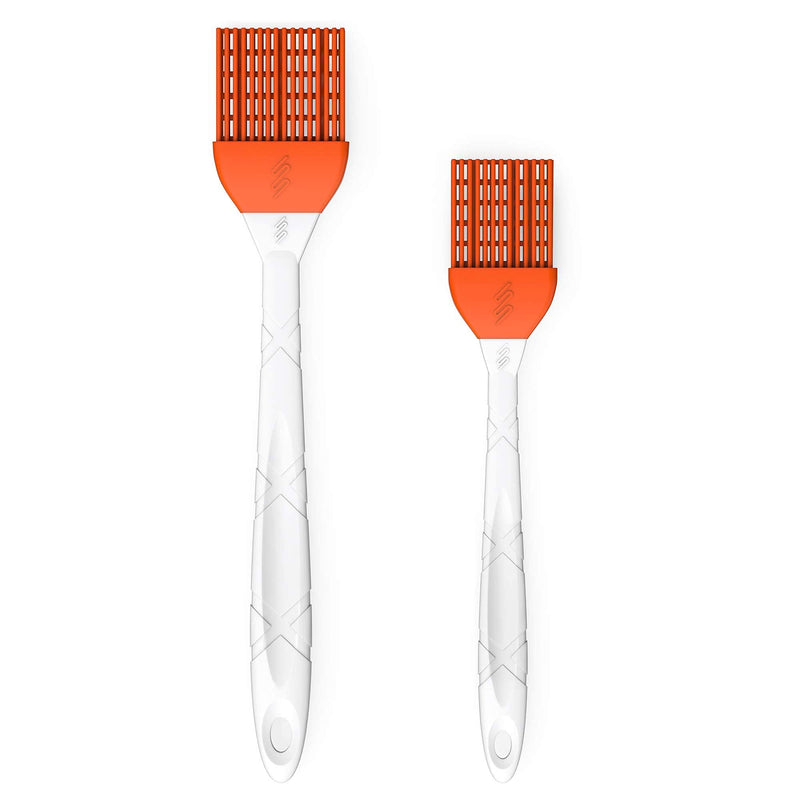 M KITCHEN WORLD Basting Brush for Cooking - Set of 2 Large and Small Silicone Pastry Brushes for Baking, Oil and BBQ Spreading - Kitchen Utensils Orange - LeoForward Australia