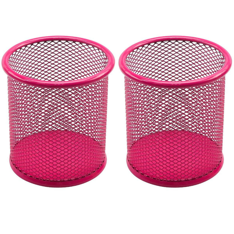 Elife 2 pcs Hot Pink Mesh Pen Pencil Collection Holder Sorter Desk Organizer - LeoForward Australia