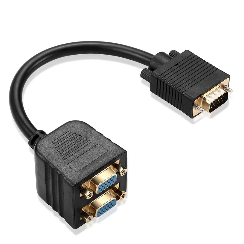 VGA Splitter Cable 1 Male to 2 Female Adapter Monitor Y Splitter Cable 25cm Black Can't Connect Two at The Same time - LeoForward Australia