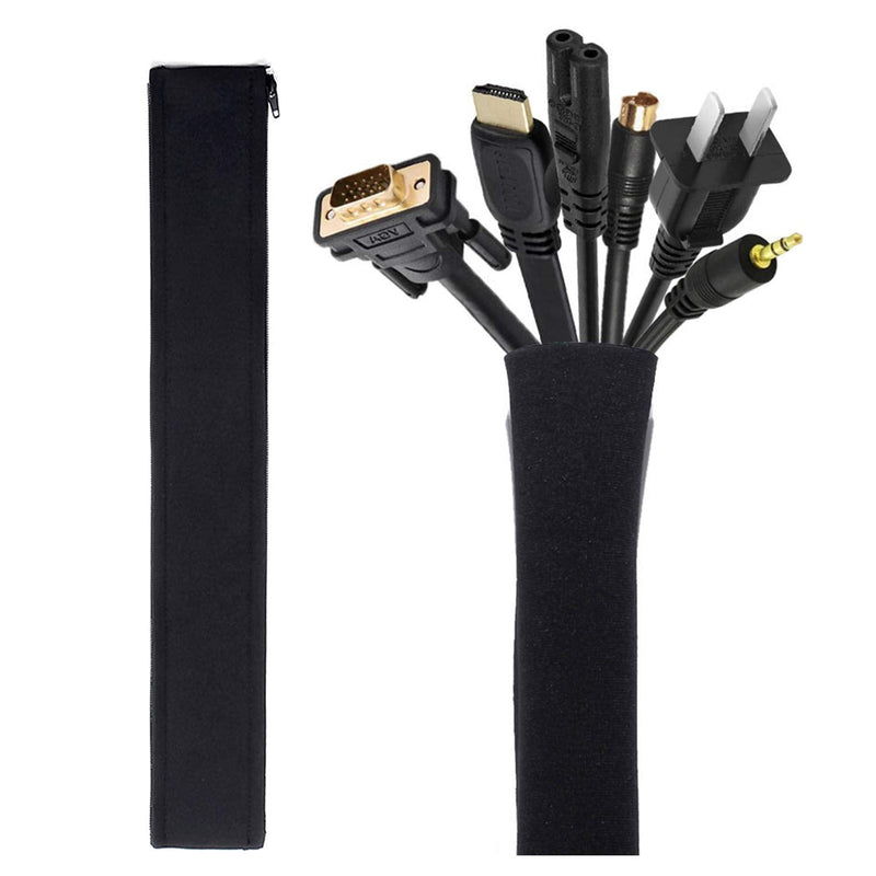  [AUSTRALIA] - Cable Management Sleeve, JOTO Cord Management System for TV/Computer/Home Entertainment, 40 inch Flexible Cable Sleeve Wrap Cover Organizer, 2 Piece – Black
