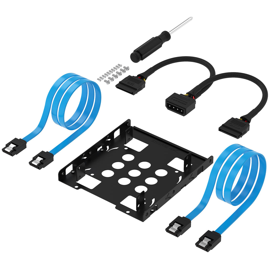  [AUSTRALIA] - SABRENT 3.5-Inch to x2 SSD / 2.5-Inch Internal Hard Drive Mounting Kit [SATA and Power Cables Included] (BK-HDCC) Bracket + Cables