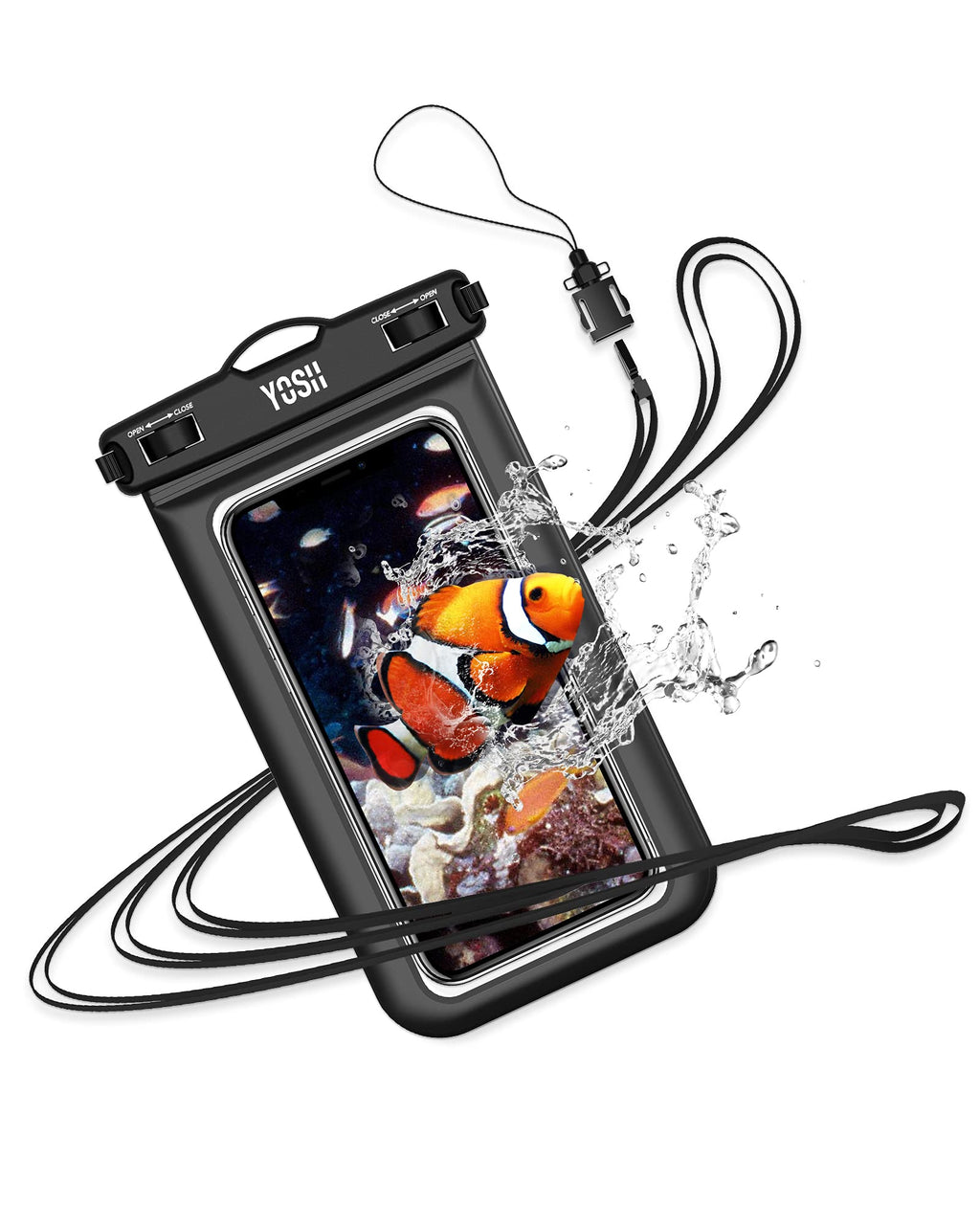 YOSH Waterproof Phone Case Universal Waterproof Phone Pouch IPX8 Dry Bag Compatible for iPhone 12 11 SE X 8 7 6 Galaxy S20 Pixel up to 6.8", for Beach Kayaking Bath Travel - Black - LeoForward Australia