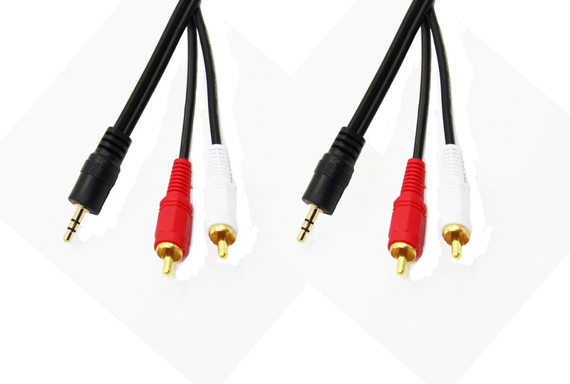 3.5mm Stereo Male to Dual RCA Male (Right and Left) Audio Cable, 6 Foot - 2-Pack - LeoForward Australia