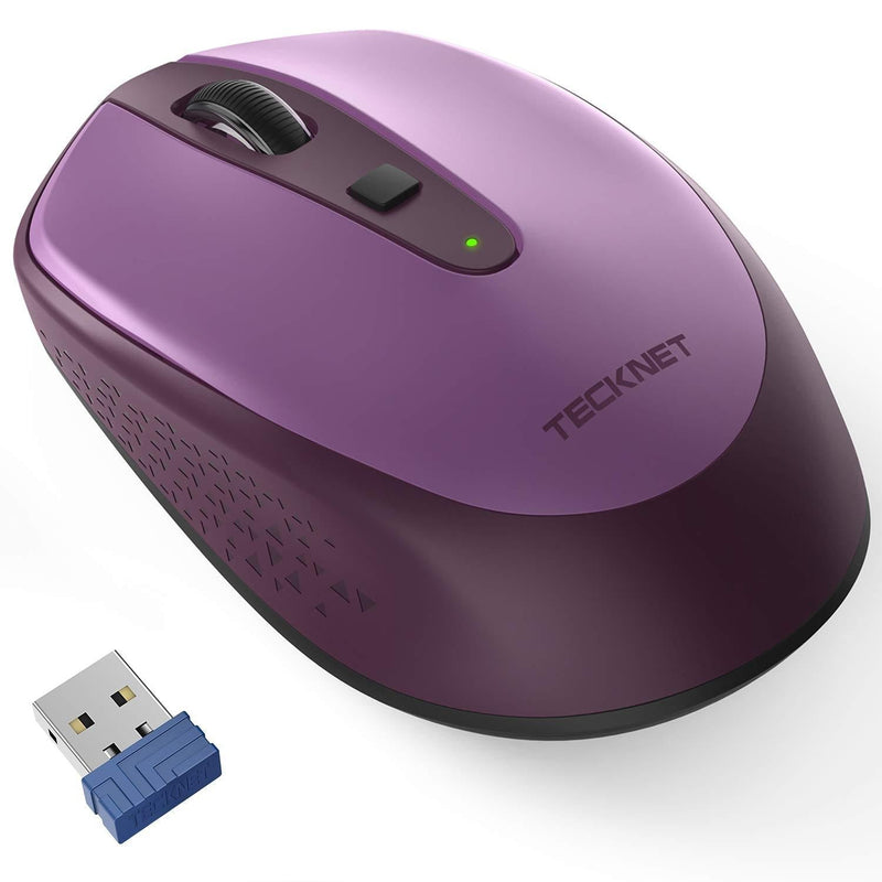TECKNET Omni Small Portable 2.4G Wireless Optical Mouse with USB Nano Receiver for Laptop Computer, 18 Month Battery Life, 3 Adjustable DPI Levels: 2000/1500/1000 DPI Purple - LeoForward Australia