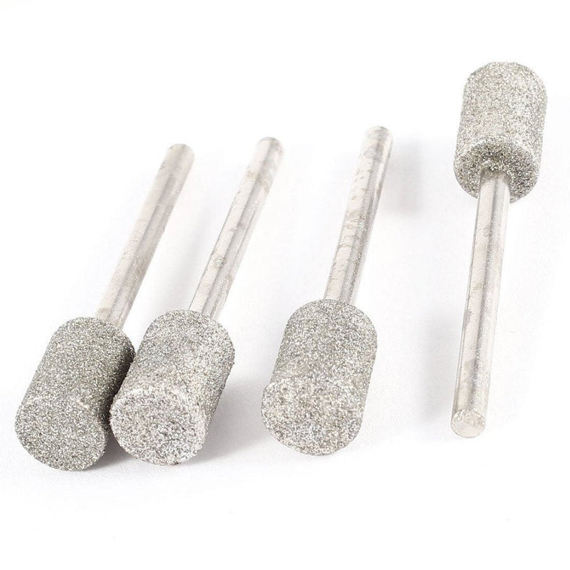  [AUSTRALIA] - Chiloskit 10 Pics Diamond Coated 8mm Cylinder Head Mounted Points Grinding Bit Rotary Diamond Burr Set ,3mm 1/8 Shank Suit for Most Rotary Tool Bit Grinder