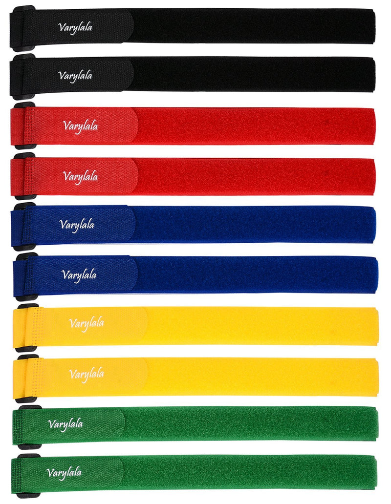 Varylala 10 Pcs Hook and Loop Straps Tie downs Fasteners Stabilizer Straps - Assorted Colors (Multi-color, 21''x1'') Multi-color 21"x1" - LeoForward Australia