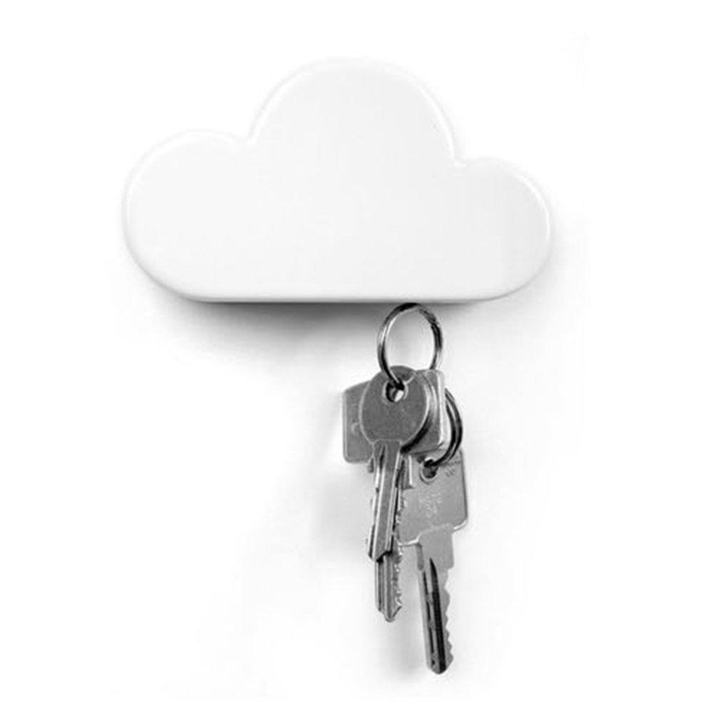  [AUSTRALIA] - TWONE White Cloud Magnetic Wall Key Holder - Novelty Adhesive Cute Key Hanger Organizer, Easy to Mount - Powerful Magnets Keep Keychains and Loose Keys Securely in Place