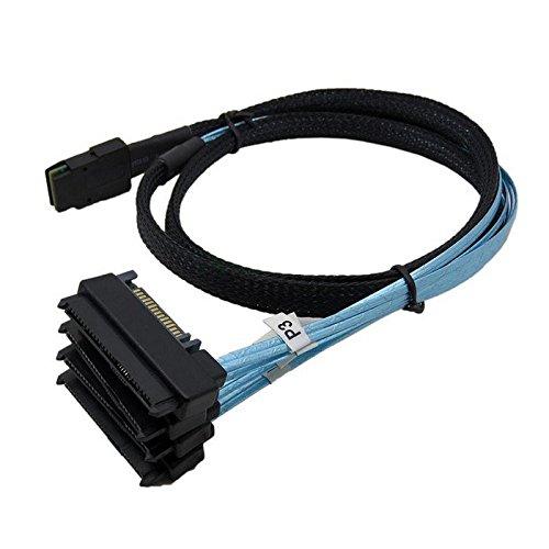 CY 100cm Internal 36 Pin Mini SAS SFF-8087 Host to 4 SFF-8482 Target SAS Hard Disk and SATA Power Cable Blue 100cm - LeoForward Australia