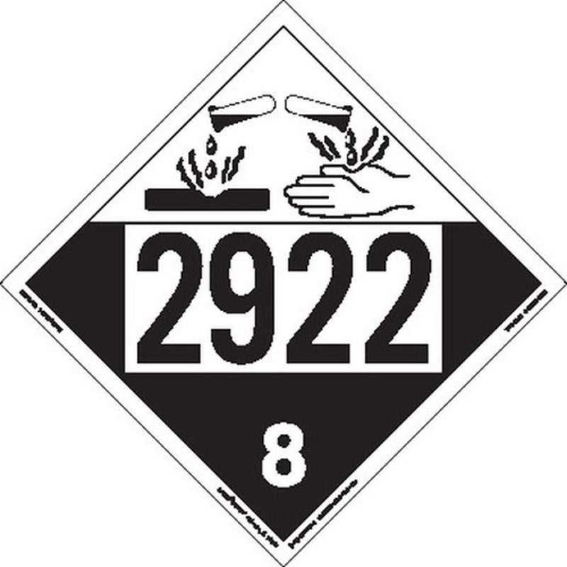 Labelmaster ZT4-2922 UN 2922 Corrosive Hazmat Placard, Tagboard (Pack of 25) Single Pack UN 2922 (Tagboard, Pack) - LeoForward Australia