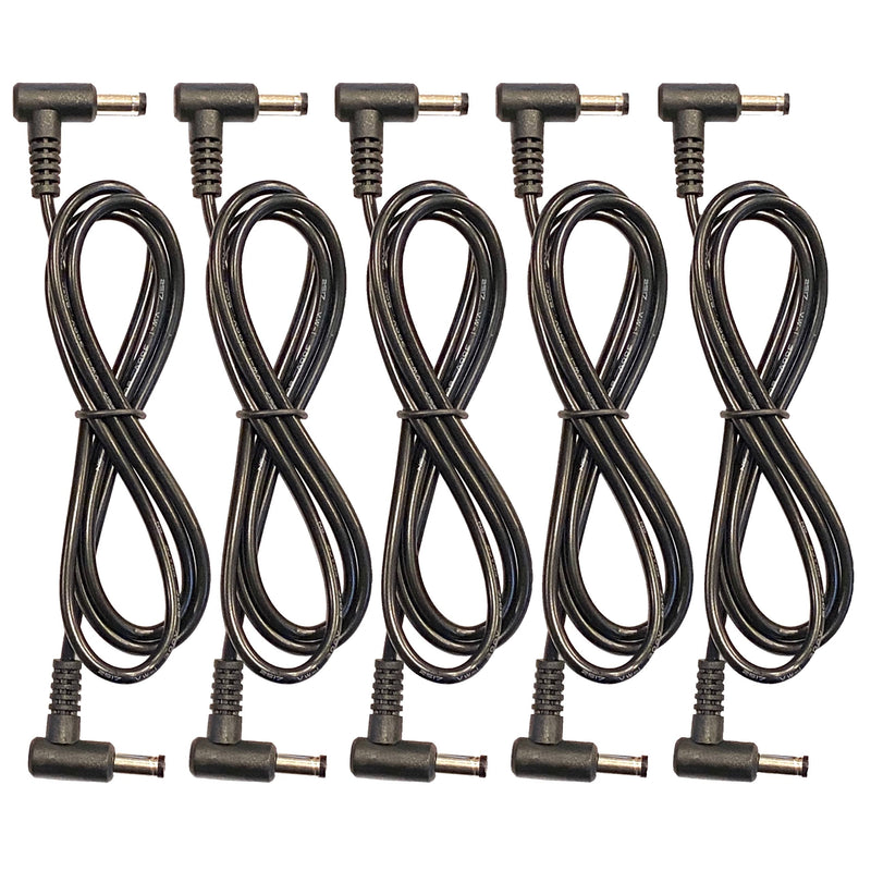  [AUSTRALIA] - 5 Pack of 3 Foot Right Angle DC Power 5.5mm x 2.1mm Patch Cables Wire Male to Male