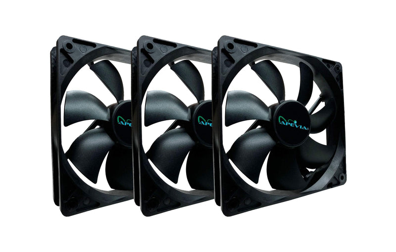  [AUSTRALIA] - APEVIA AF312S-BK 120mm 4pin Molex & 3pin Motherboard Black Silent Case Fan (3-pk)