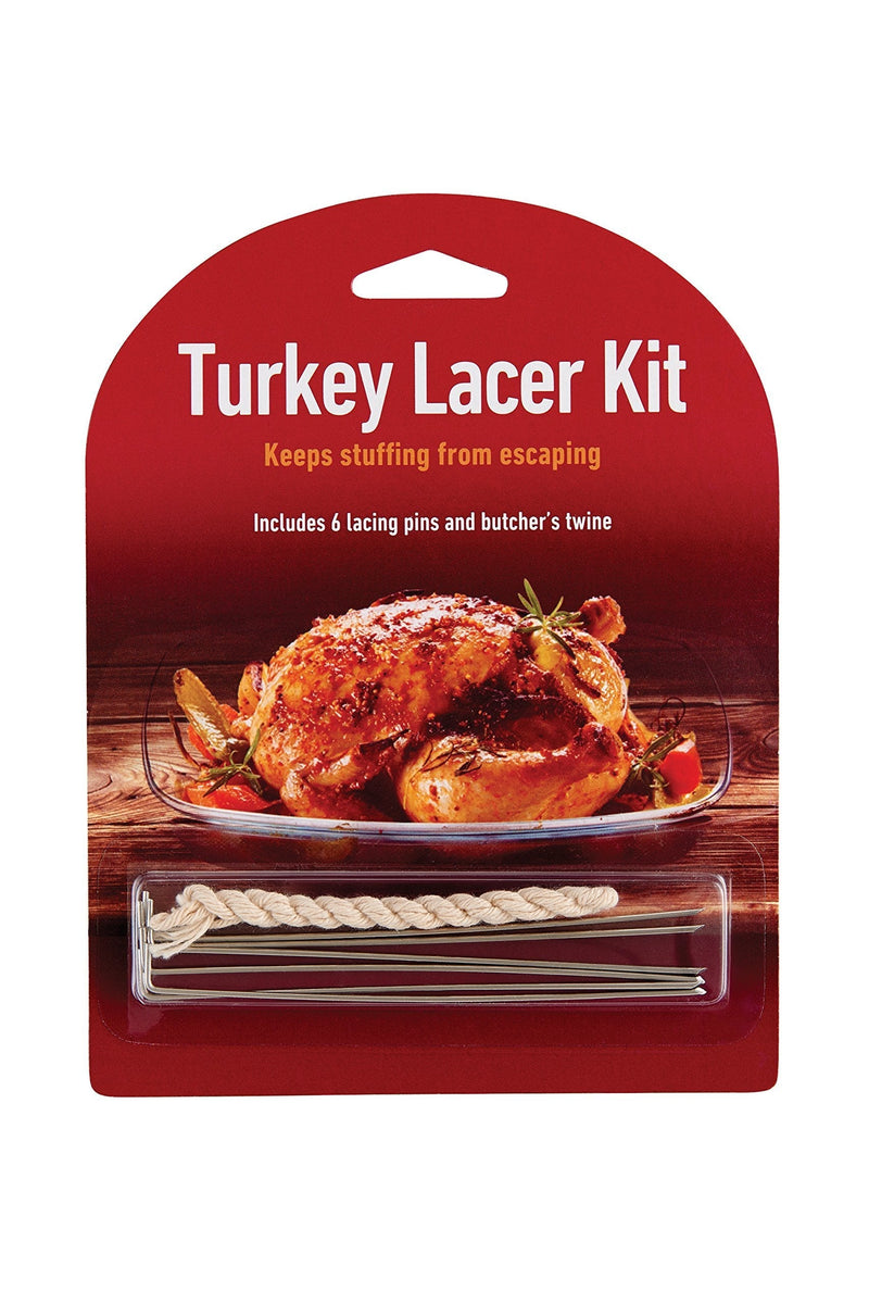 [AUSTRALIA] - HIC Harold Import Co. Roasting Turkey Lacer Kit , Cotton Butcher’s Twine with Reusable Stainless Steel Pins﻿ 1 Lacer Kit