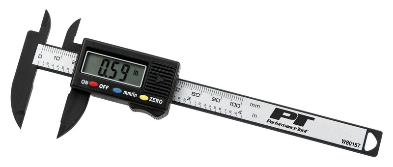 Performance Tool W80157 Electronic Digital Caliper with Extra Large LCD Screen, 0 - 4 Inches, Inch/Millimeter Conversion 4" Carbon Fiber Digital Caliper - LeoForward Australia