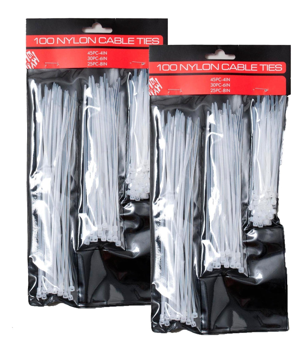  [AUSTRALIA] - Set of 200 Nylon Cable Ties 3 Assorted Sizes White (200 Count) 200 Count
