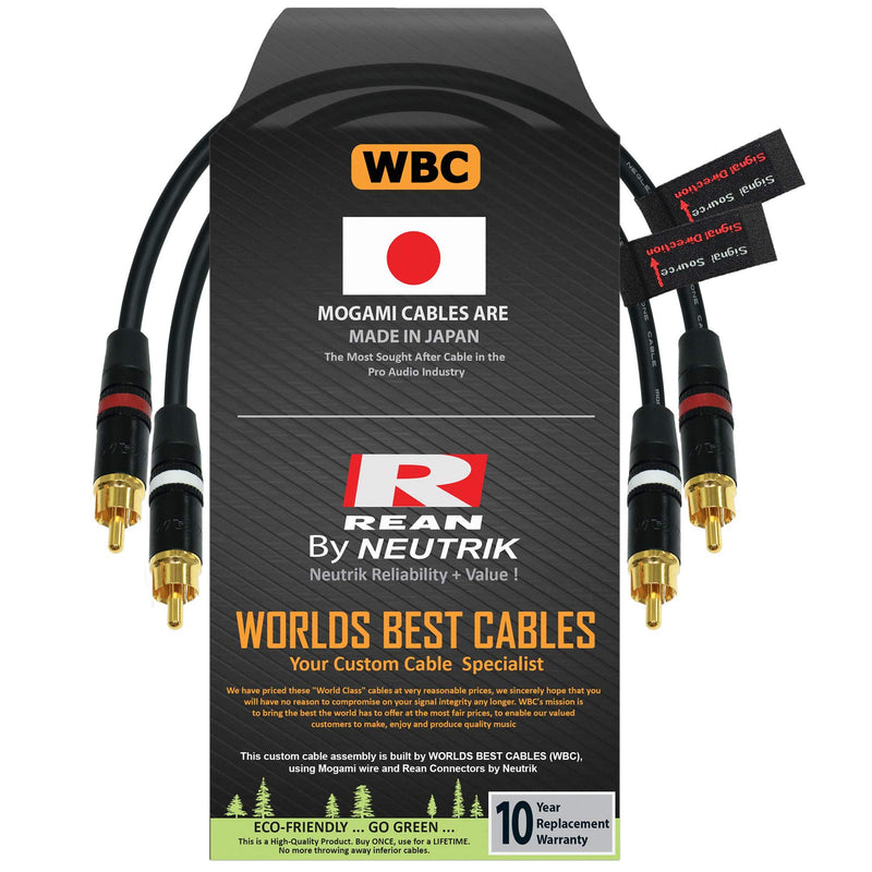 1.5 Foot – Directional High-Definition Audio Interconnect Cable Pair Custom Made by WORLDS BEST CABLES – Using Mogami 2549 Wire and Neutrik-Rean NYS Gold RCA Connectors - LeoForward Australia