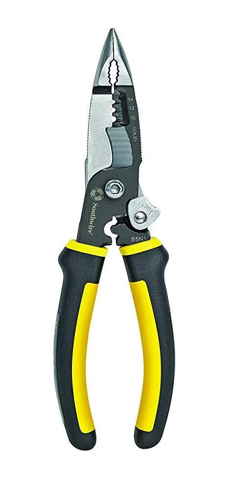  [AUSTRALIA] - Southwire Tools & Equipment 58993940 S5N1 5-in-1 Long Nose Multi-Tool Pliers, Black/Yellow 5-in-1 Multi-Tool Plier