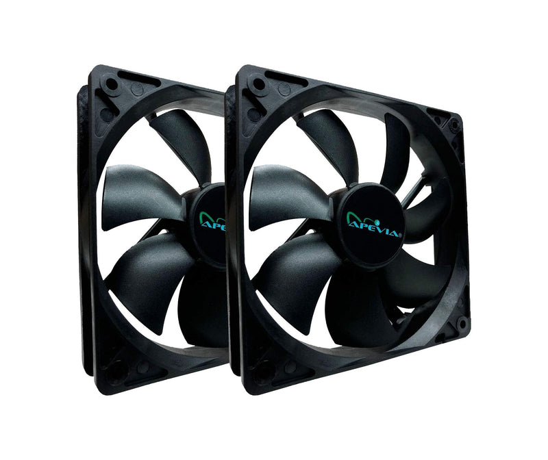  [AUSTRALIA] - APEVIA AF212S-BK 120mm 4pin Molex & 3pin Motherboard Silent Black Case Fan (2-pk)