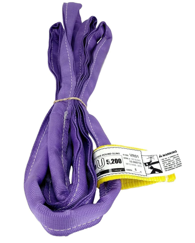 USA Made VR1 X 6' Purple Slings 4'-12' Lengths in Listing, Double PLY Cover Endless Round Poly Lifting Slings, 2,600 lbs Vertical, 2,080 lbs Choker, 5,200 lbs Basket (USA Polyester)(6 FT) - LeoForward Australia
