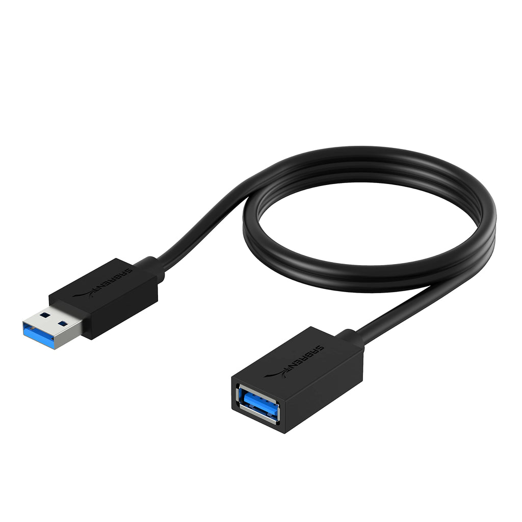 Sabrent 22AWG USB 3.0 Extension Cable - A-Male to A-Female [Black] 3 Feet (CB-3030) Black 3 Ft - LeoForward Australia