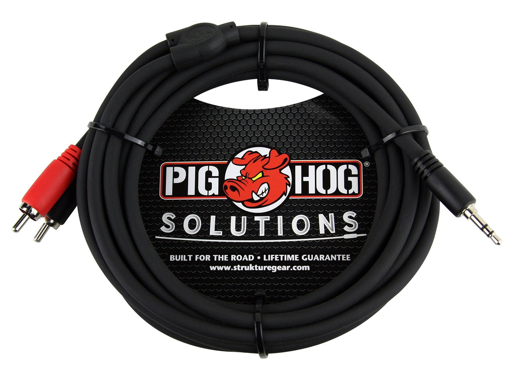Pig Hog PB-S3R10 3.5 mm to Dual RCA (Male) Stereo Breakout Cable, 10 Feet 10 ft - LeoForward Australia