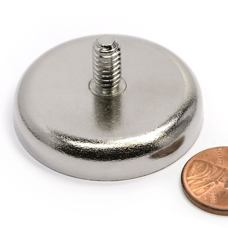 2 Pieces of Powerful Neodymium Cup Magnet w/Male Threaded Screw Stud #1/4-20, 112 Lbs Pulling Power Each - Heavy Duty Rare Earth Pot Magnet | Magnetic Round Base | Magnetic Assembly - LeoForward Australia