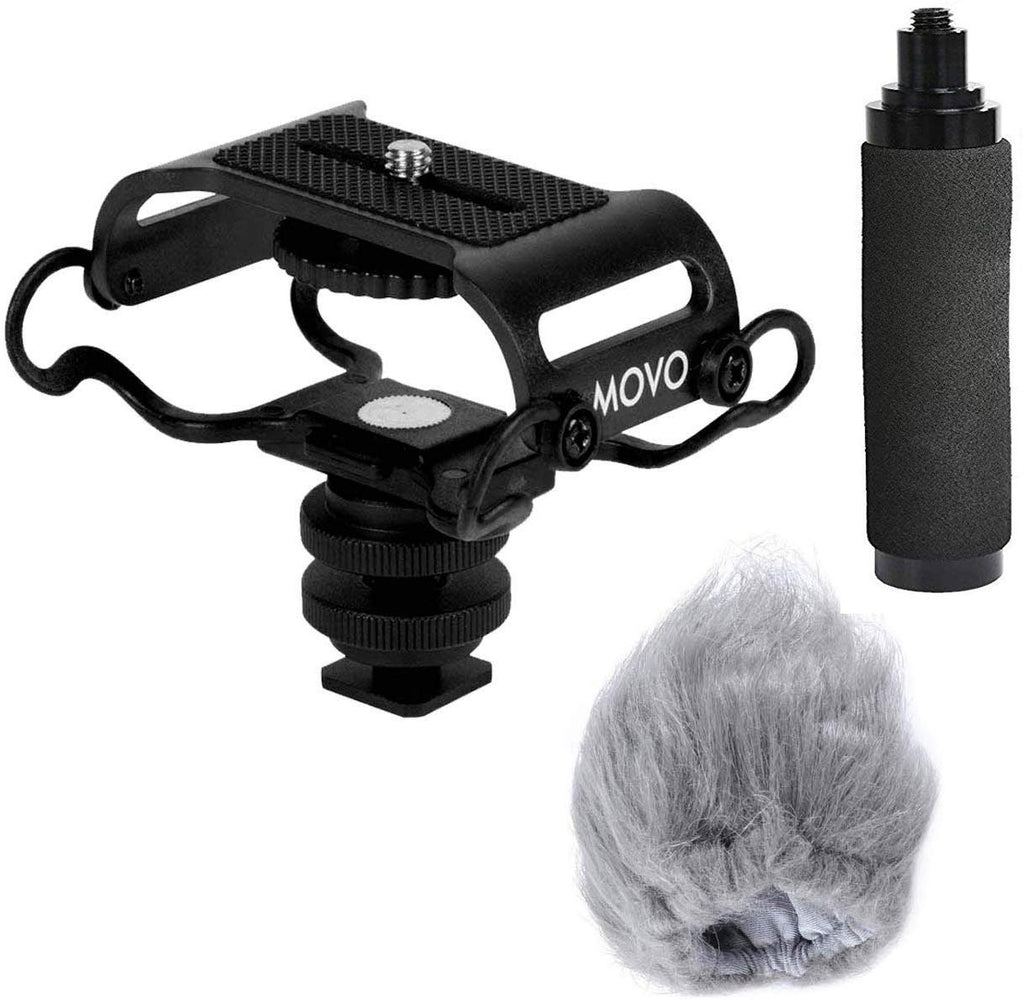  [AUSTRALIA] - Movo AEK-Z4 Handy Portable Recorder Accessory Kit with Mic Grip, Shock Mount, and Deadcat Windscreen for Zoom H1n, H2n, H4n, H5, H6, DR-40X, DR-05X, DR-07X, DR-22WL, DR100MKIII