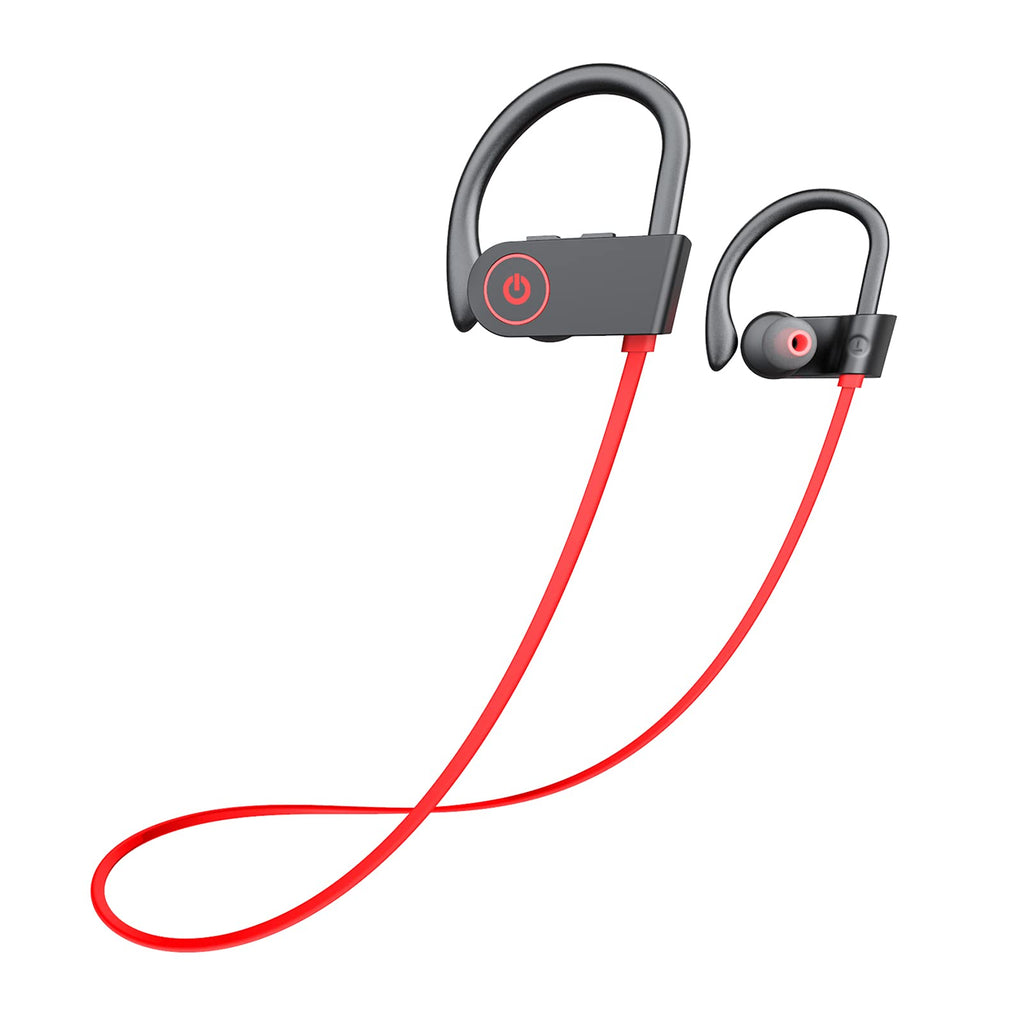  [AUSTRALIA] - Otium Bluetooth Headphones,Wireless Earbuds IPX7 Waterproof Sports Earphones with Mic HD Stereo Sweatproof in-Ear Earbuds Gym Running Workout 9 Hour Battery Noise Cancelling Headsets A,Red