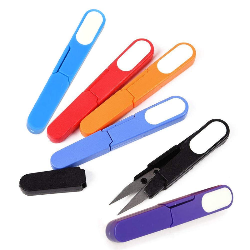  [AUSTRALIA] - yueton 4pcs Colorful Portable Scissors Cutter Outdoor Cutting Tool with Cap, U Shape Scissor Beading Thread Cutter Fishing Line Scissors, Craft Sewing Scissors