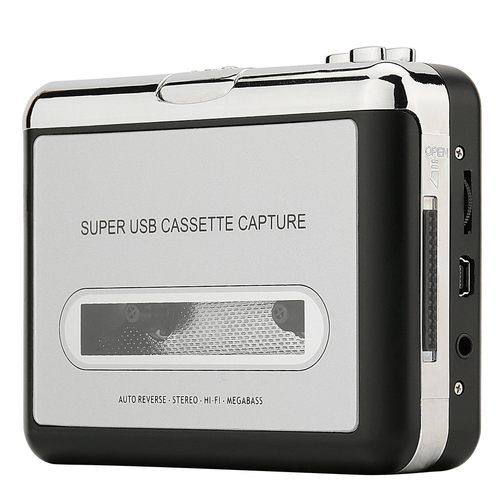  [AUSTRALIA] - Reshow Cassette Player – Portable Tape Player Captures MP3 Audio Music via USB – Compatible with Laptops and Personal Computers – Convert Walkman Tape Cassettes to iPod Format (Silver) Silver