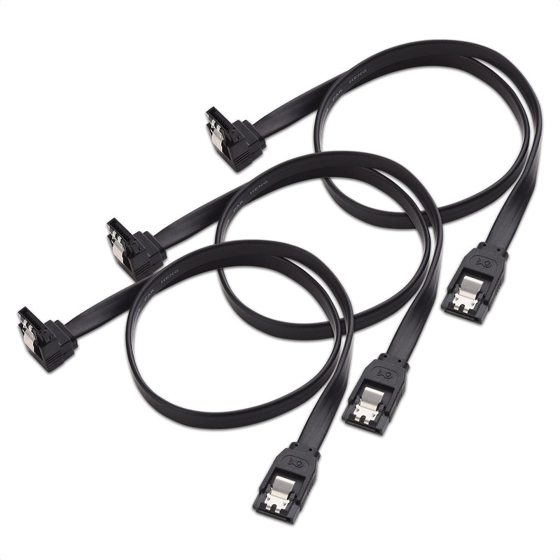 Cable Matters 3-Pack 90 Degree Right Angle SATA III 6.0 Gbps SATA Cable (SATA 3 Cable) Black - 18 Inches - LeoForward Australia