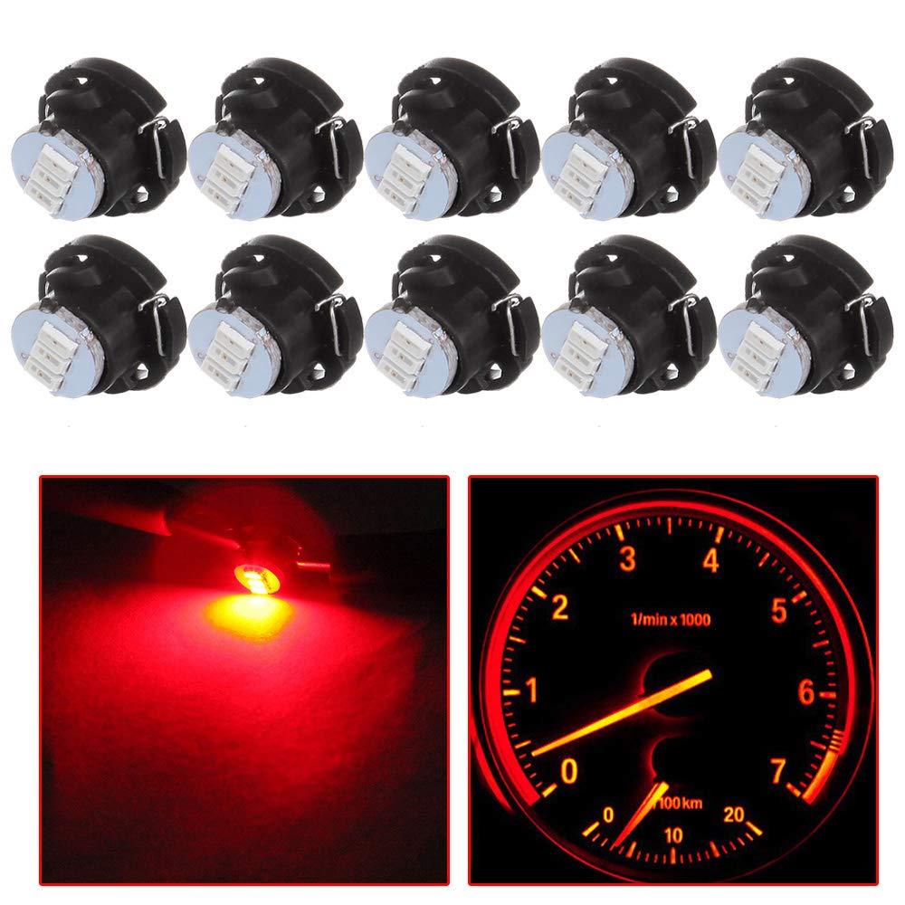  [AUSTRALIA] - cciyu Red T5/T4.7 Neo Wedge 3 SMD A/C Climate Control LED Light Bulbs Instrument Panel Indicator Lamp,10 Pack