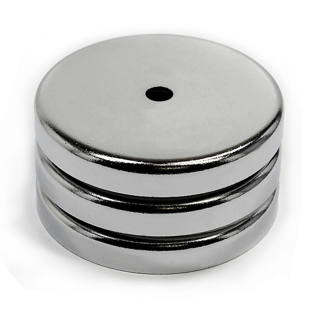 CMS Magnetics Powerful Cup Magnets 80 LB Holding Power Dia 2.65", Large & Strong Ceramic Round Base Magnets with Mounting Hole, 3 Pieces - LeoForward Australia